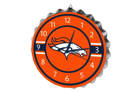Denver Broncos Logo Bottlecap Clock Metal - Man Cave Office Decor NEW Cover