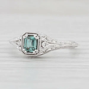 Nuevo 0.30ct Verde Alejandrita Anillo Solitario 14k Oro Talla 6.5 Filigrana - Imagen 1 de 8