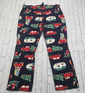 Old Navy WOMENS SIZE XL Blue Christmas Flannel Pajama Pants Campers Trees Trucks - Picture 1 of 12