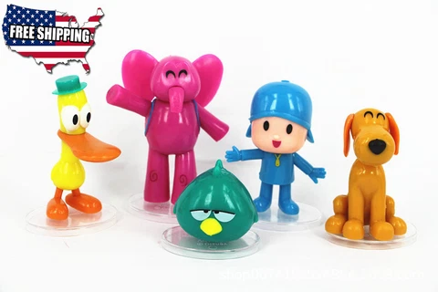 5pc Set Pocoyo Zinkia Elly Pato Loula Sleepy Bird Action Figures Toy Cake Topper Cover