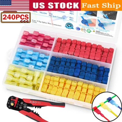 240X Quick Splice Wire Terminal T-Tap Nylon Insulated Male Quick Disconnects Kit - Image 1 of 4