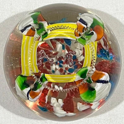 19th C Large Magnum Floral Lampwork Custom Paperweight with Initials Monogram - Image 1 of 4