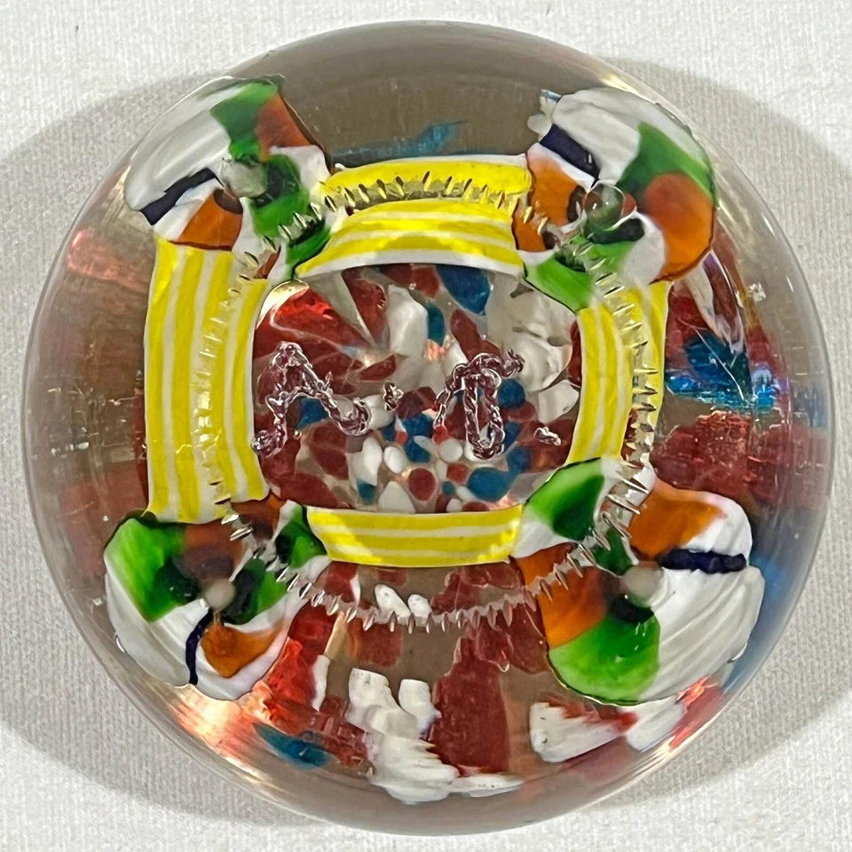 19th C Large Magnum Floral Lampwork Custom Paperweight with Initials Monogram - Image 1 of 4