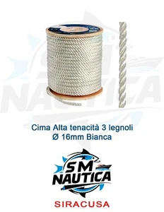 CIMA DI ORMEGGIO A TRE LEGNOLI BIANCA Ø 16 mm RITORTA ALTA TENACITA' - Foto 1 di 1