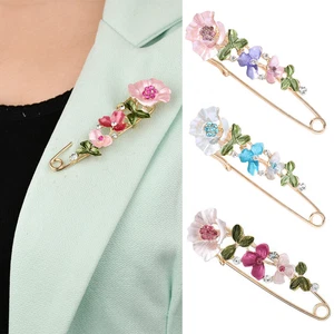 Women Girls Flower Safety Scarf Pin Sweater Hijab Shawl Beauty Brooch Wedding - Picture 1 of 18
