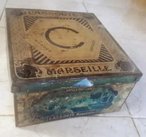 ANTIGUA Y MUY RARA FECHA METAL CAJA LATA MARSELLA FRANCIA PUBLICIDAD - Imagen 1 de 6