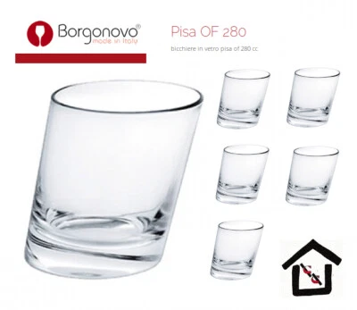 BORGONOVO SET 6 BICCHIERI PISA VETRO ACQUA 280 ml Diam mm 81x91h 330 cl BAR CASA