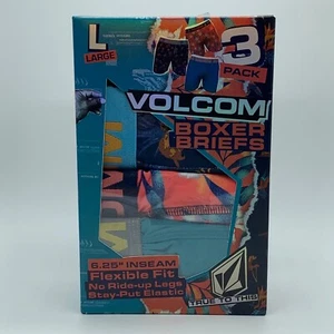 Volcom 3 Pack Boxer Briefs Mens L Flexible Fit No Fly 6.25 in Inseam - Floral - Picture 1 of 10