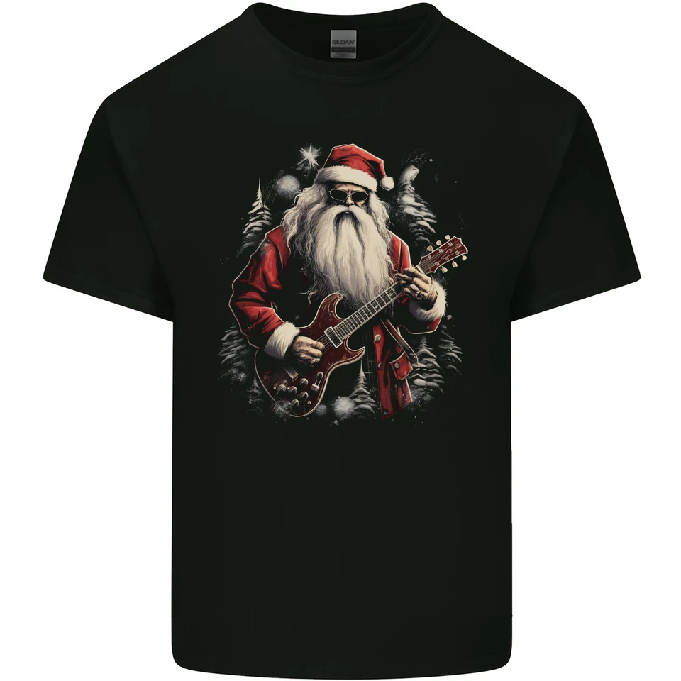 GILDAN Weihnachten E Gitarre Santa Rock n Roll Musik Kinder T-Shirt Kinder