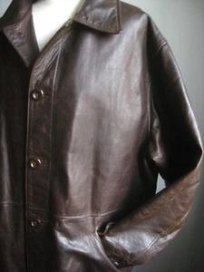 TIMBERLAND leather JACKET COAT LARGE 48 50 distressed mens western WEATHERGEAR - Picture 1 of 19