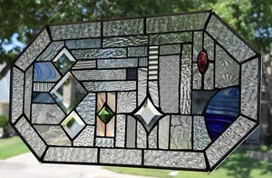 Stained Glass Window Panel - Reflections Geo Octagon - Picture 1 of 1