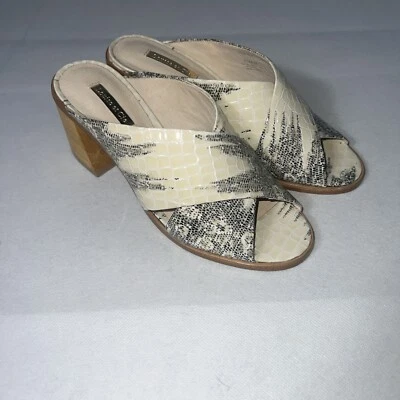 Sandalias Louise art Cis Harding para mujer 6 1/2 punta abierta tacón bloque estampado serpiente Foto 1 de 4