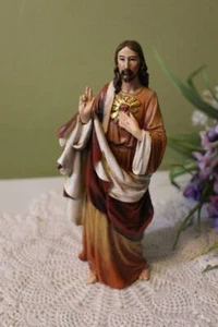 Estatua de resina Sagrado Corazón de Jesús 6 pulgadas calidad interior exterior - Imagen 1 de 2