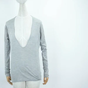 HELMUT LANG Womens 100% Silk Longsleeve V-Neck Stretch Pullover Size P S/M - Picture 1 of 11