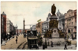 1927 PC: O'Connell Statue and O'Connell Street, Dublin, Ireland - Streetcar - Picture 1 of 2