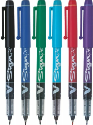 Pilot V Sign Pen - Choose : Black : Blue : Red : Green : Violet : Light Blue