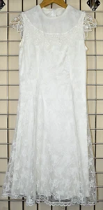 Vintage Lace Dress Jessica McClintock Size S/M 80s Sleeveless Wedding Occasion - Picture 1 of 13