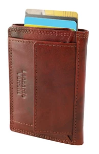 LEONARDO VERRELLI Slim Wallet monedero RFID marrón cuero monedero monedero - Imagen 1 de 5