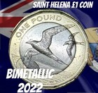 Saint Helena Coin £1 Pound 2022 Bimetallic Sooty Tern Bird Animal Flight QEII