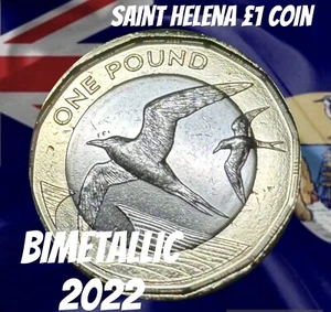 Saint Helena Coin £1 Pound 2022 Bimetallic Sooty Tern Bird Animal Flight QEII - Picture 1 of 5