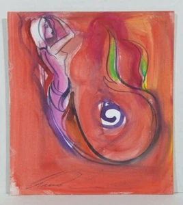 "Red Sea Mermaid" ORIGINAL PinUp ART - TERRY CRAMOLINI - 8" x 9" - Picture 1 of 7