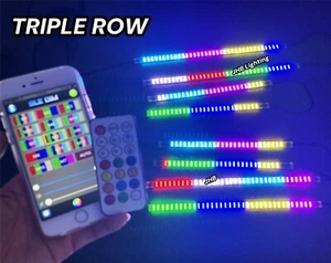 4x 45CM+ 4x 60CM TRIPLE ROW Dream CHASING FLOW LED Underglow Strips Lights Kit - Bild 1 von 18