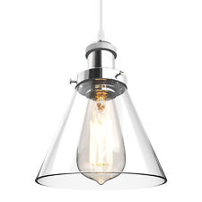 Modern Glass Pendant Light Industrial Kitchen Pendant Lamp E27 Chrome Bar Lamp