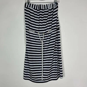 SAINT TROPEZ WEST Dress Womens Size L Blue White Striped Sleeveless Jersey New - Picture 1 of 8