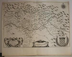 TURENNE REGION FRANCE 1640 VAN LOCHOM UNUSUAL ANTIQUE COPPER ENGRAVED MAP