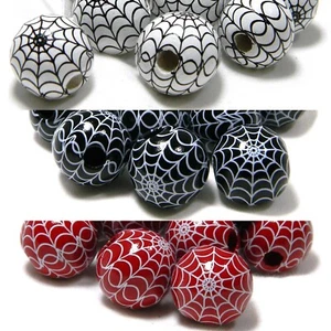 20 cuentas grandes de madera de tela de araña redondas de 16 mm con orificio de 4 mm y telarañas en cuentas de madera - Imagen 1 de 4