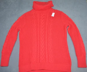 Gap Cable Knit Turtleneck Sweater Women’s XL Long Sleeved Red New - Picture 1 of 10