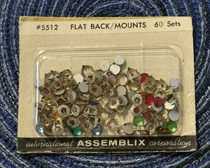 Vintage ASSEMBLIX #5512 FLAT BACK Rhinestones + MOUNTS 60 Sets MULTI-Colors NOS - Picture 1 of 4