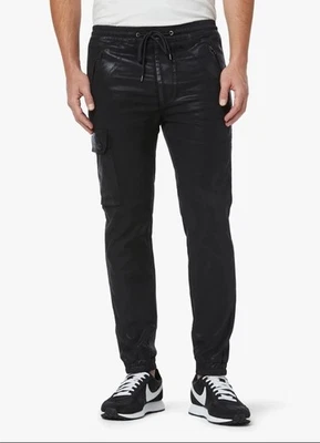 Joe's Kinetic Men’s Black Drop Yoke Sateen Coated Cargo Joggers Size M - Image 1 of 4