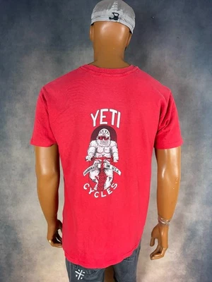 Винтажная красная футболка 80-х 90-х Yeti Cycles ручной работы официальный товар США размер XL - Изображение 1 из 4