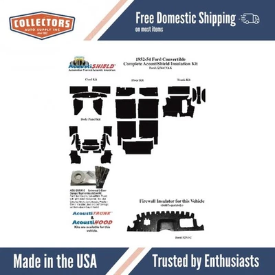 Kit de amortiguador de sonido de aislamiento para Ford Convertible 52-54 Acoustishield completo Foto 1 de 4