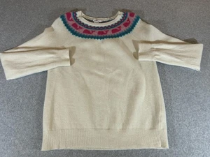 Vineyard Vines Sweater Womens Medium Cream Fair Isle Whales Lambswool Pullover - Bild 1 von 7