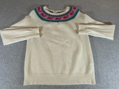 Suéter de lana de cordero Vineyard Vines para mujer mediano crema Fair Isle Whales Foto 1 de 4
