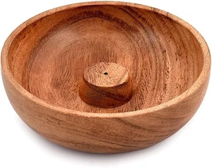 Acacia Wood Round Incense Stick Holder,Incense Burner, Ash Cather and Aromathera - Picture 1 of 4