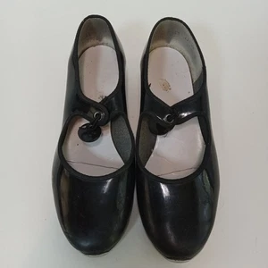 ABT American Ballet Theatre Girls Black Patent Tap Shoes Size 4 1/2 Spotlights - Picture 1 of 24