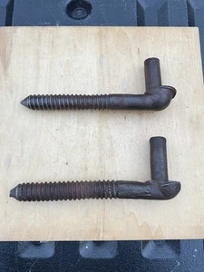 2 ANTIQUE Barn Strap Hinge Pintles Pintle Pin - Picture 1 of 5