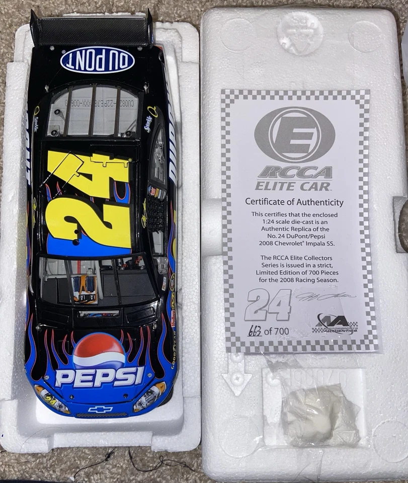 ¡Leer todo! Jeff Gordon 2008 Pepsi 1/24 RCCA Elite NASCAR diecast sin caja ni estuche Foto 1 de 4