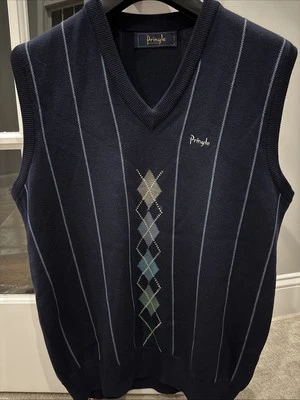 Pringle Scotland 100% Wool Vest Size XL Navy Argyle Golf - Image 1 of 4