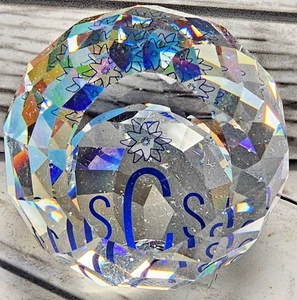 Swarovski Crystal 40mm Paperweight w/SCS Paperwork, Blue Member Gift 1987 - Picture 1 of 14