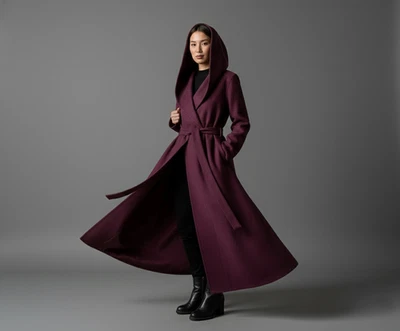 Wool Cardigans, Cloaks, Capes Victorian Coat, Hooded Princess Coat, Winter Trenc - Image 1 of 4