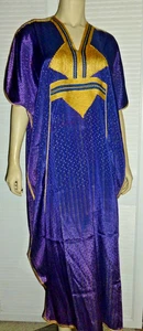 Kaftan Kimono Lounge Kleid blau lila gold Maxi Coverup Einheitsgröße - Bild 1 von 12