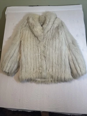 Chaqueta De Colección Saga Azul Zorro Finlandia Cochecito Piel Blanca Plata Talla L ¡Hermosa! Foto 1 de 4