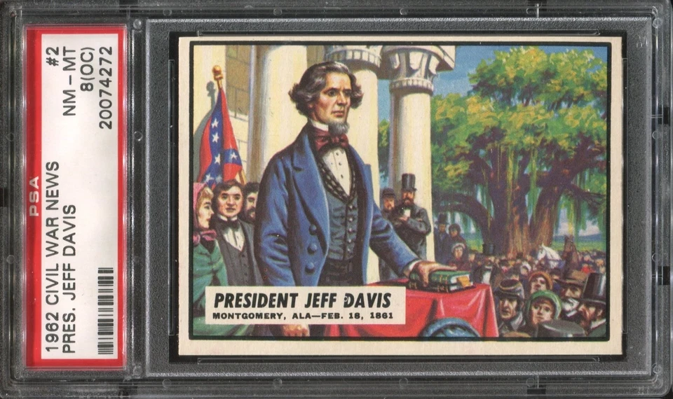 1962 Topps Civil War News #2 Confederate Pres Jefferson Davis PSA 8 (OC) Scarce! - Image 1 of 2