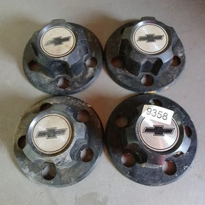 SET OF 4 1985-1995 GMC SAFARI VAN BLACK STEEL WHEEL HUB CENTER CAPS OEM - Bild 1 von 3