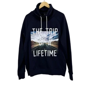 H&M The Trip Of A Lifetime Navy Graphic Hoodie Size L - Picture 1 of 6
