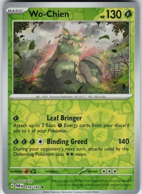 Pokemon Wo-Chien 018/182 SV04: Paradox Rift NM Reverse Holo card - Image 1 of 2